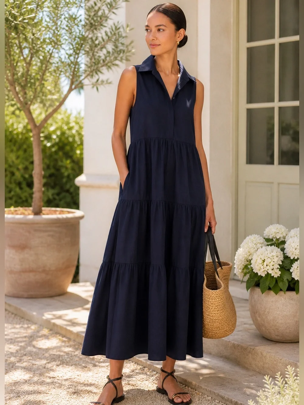 POMANDER PLACE Navy Sleeveless Mabel Maxi Dress - Picture 1 of 9